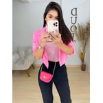 Blazer cropped alfaiataria rosa