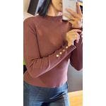 BLUSA MANGA COMPRIDA BOTÕES - MARROM