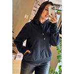 BLUSÃO FLEECE CANELADO PRETO