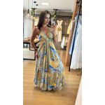 VESTIDO INDIANO COSTA ABERTA- AZUL CLARO E DOURADO
