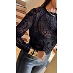 BLUSA TULE PRETA FLOR