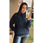 BLUSÃO FLEECE CANELADO PRETO