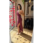VESTIDO HALTER FRANZIDO COM FENDA