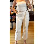 CALÇA MIDI EM SARJA COM CINTO- OFF