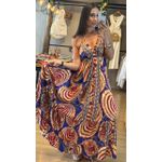 VESTIDO INDIANO COSTA ABERTA- VERMELHO E AZUL
