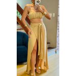 CONJUNTO SAIA LONGA CONCHA- BEGE
