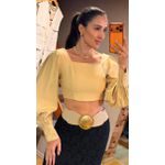 CROPPED MANGA LONGA- BEGE