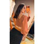 CROPPED MANGA LONGA- MARROM