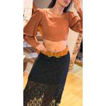 CROPPED MANGA LONGA- MARROM