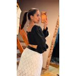 CROPPED MANGA LONGA- PRETO