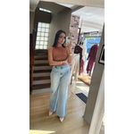 CALÇA WIDE LEG COM CINTO- JEANS CLARO