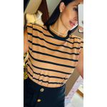 T-SHIRT LISTRADA OMBREIRA- NUDE