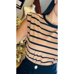 T-SHIRT LISTRADA OMBREIRA- NUDE