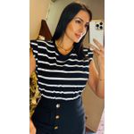 T-SHIRT LISTRADA OMBREIRA- PRETO