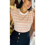 T-SHIRT LISTRADA OMBREIRA- ROSA