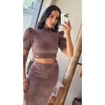 SAIA MIDI EM COTELÊ HELÔH MARROM 