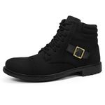Bota Coturno Masculino Cano Médio em Lona Preta