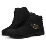 Bota Coturno Masculino Cano Médio em Lona Preta