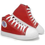 Tênis Cano Alto Vermelho com Sola Branca