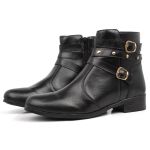 Bota Feminina Cano Curto Fivela Preto 