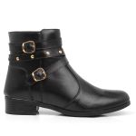 Bota Feminina Cano Curto Fivela Preto 