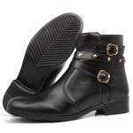 Bota Feminina Cano Curto Fivela Preto 