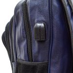 Mochila Em Couro Sintético Saída USB/Fone Azul