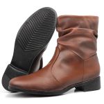 Bota Feminina Cano Curto Sanfonada Capuccino 