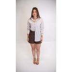 CAMISA LINA LISTRADA BEGE