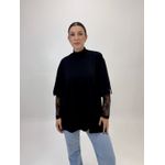 CAMISETA CAMILA GOLA ALTA COM ABERTURA PRETA 