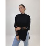 CAMISETA CAMILA GOLA ALTA COM ABERTURA PRETA 