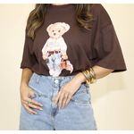 T-SHIRT OVERSIZED ESTELA MARROM 