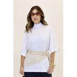 CAMISETA CAMILA GOLA ALTA COM ABERTURA - BRANCA