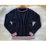 Blusa modal poa azul marinho