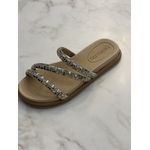 Papete Beira Rio Dourado Strass 3 tiras 