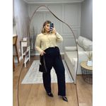 Camisa cropped viscolinho areia