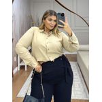 Camisa cropped viscolinho areia