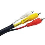 Cabo Audio e Video 3RCA+3RCA c/ Fio Coaxial 10m