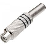 PLUG RCA FEMEA METAL COM MOLA(PRATA)