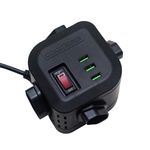FILTRO TORRE 4 TOMADAS CABO ELETRICO COM USB PRETO Qualitronix