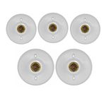 KIT 5 PLAFONS PLASTICO BRANCO E-27