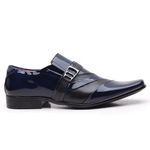 Sapato Social em Couro Legítimo Verniz Dark Blue com Detalhes estampados Preto - 0632PU