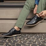 Kit 2 pares Sapatênis em Couro Preto e Café ELT - 31016PT - 31046CF