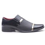 Sapato Social ELT em Material Tecnológico em Verniz Texturizado Preto com Detalhes Ouro - 7006-C3 