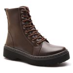 Bota Coturno Feminino Com Cadarço e Zíper Lateral ELT 7000C - Café