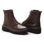 Bota Coturno Feminino Com Cadarço e Zíper Lateral ELT 7000C - Café