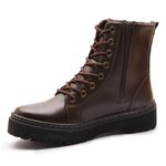 Bota Coturno Feminino Com Cadarço e Zíper Lateral ELT 7000C - Café