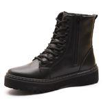 Bota Coturno Feminino Com Cadarço e Zíper Lateral ELT 7000A - Preto