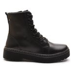 Bota Coturno Feminino Com Cadarço e Zíper Lateral ELT 7000A - Preto