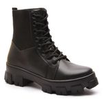 Bota Coturno Feminino Com Elástico Lateral e Solado Tratorado ELT - 7103A - Preto